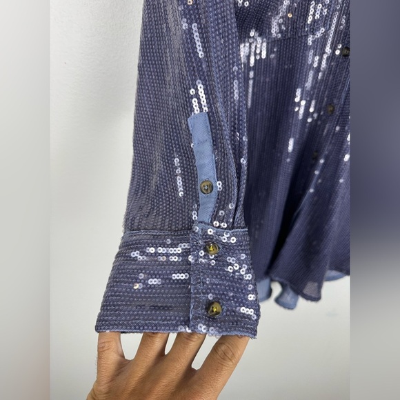 Pilcro Long Sleeve Oversized Sequin Buttondown Shirt Sz M NWT - Picture 5 of 11
